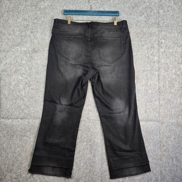 Democracy Ab Technology Kick Flare Jeans Women Sz 16 Black Denim Biker Punk NWT - Picture 3 of 16